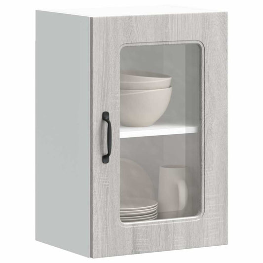 vidaXL Kitchen Wall Cabinet with Glass Door "Kalmar" Grey Sonoma Engineered Wood