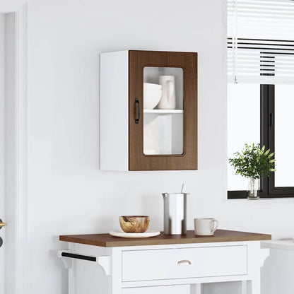 vidaXL Kitchen Wall Cabinet with Glass Door "Kalmar" Brown Oak Engineered Wood