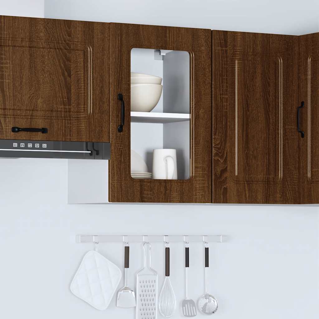 vidaXL Kitchen Wall Cabinet with Glass Door "Kalmar" Brown Oak Engineered Wood