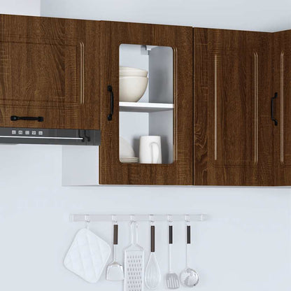vidaXL Kitchen Wall Cabinet with Glass Door "Kalmar" Brown Oak Engineered Wood