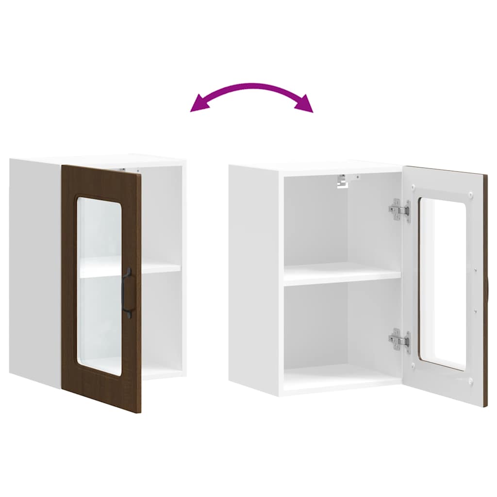 vidaXL Kitchen Wall Cabinet with Glass Door "Kalmar" Brown Oak Engineered Wood
