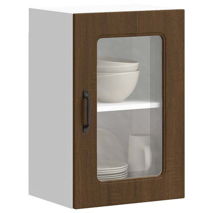 vidaXL Kitchen Wall Cabinet with Glass Door "Kalmar" Brown Oak Engineered Wood