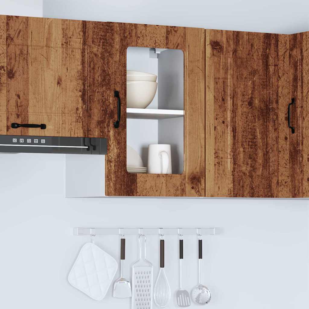 vidaXL Kitchen Wall Cabinet with Glass Door Kalmar Old Wood Engineered Wood
