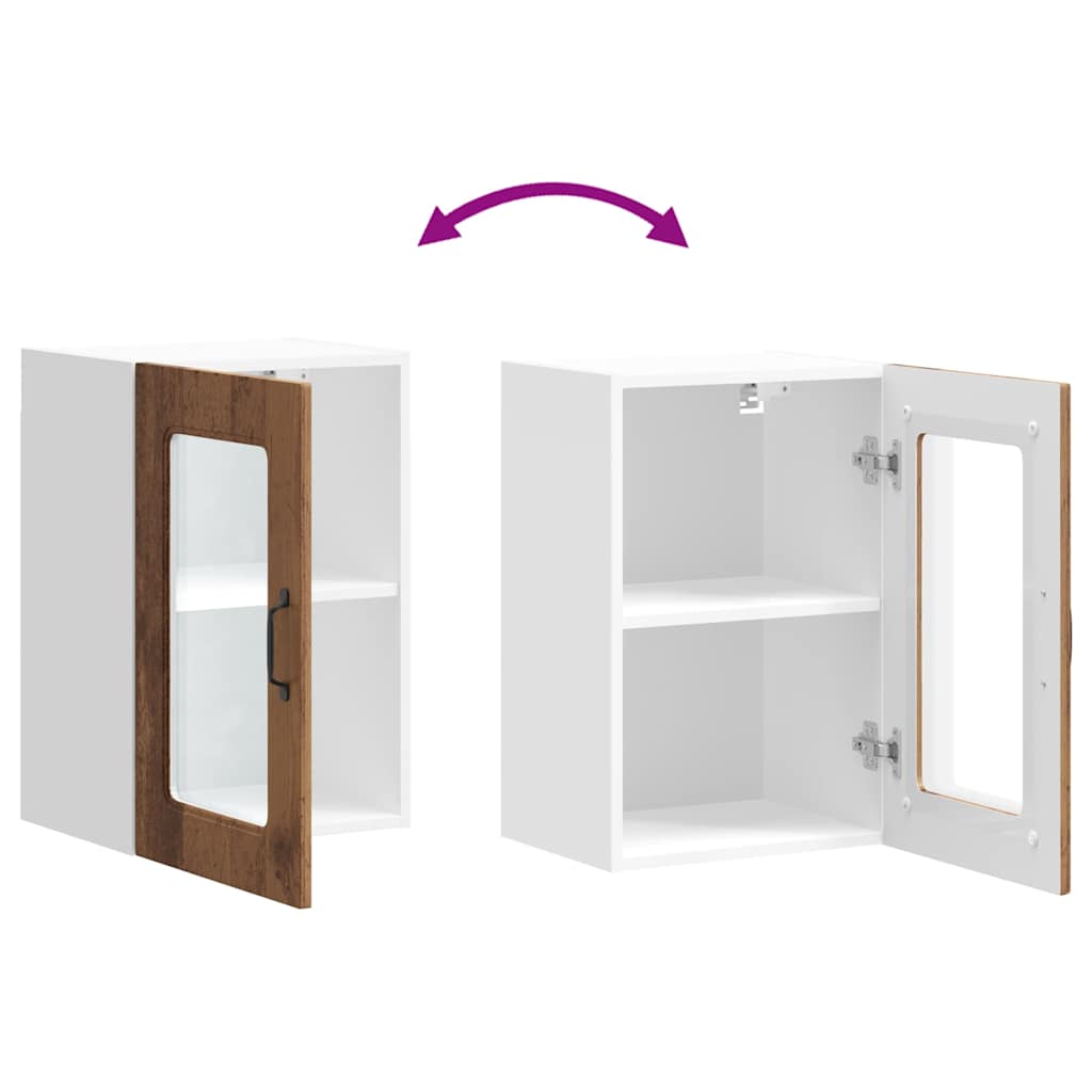 vidaXL Kitchen Wall Cabinet with Glass Door "Kalmar" Old Wood Engineered Wood