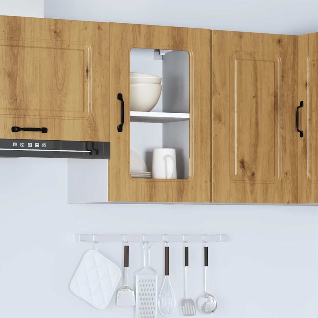 vidaXL Kitchen Wall Cabinet with Glass Door "Kalmar" Artisan Oak Engineered Wood