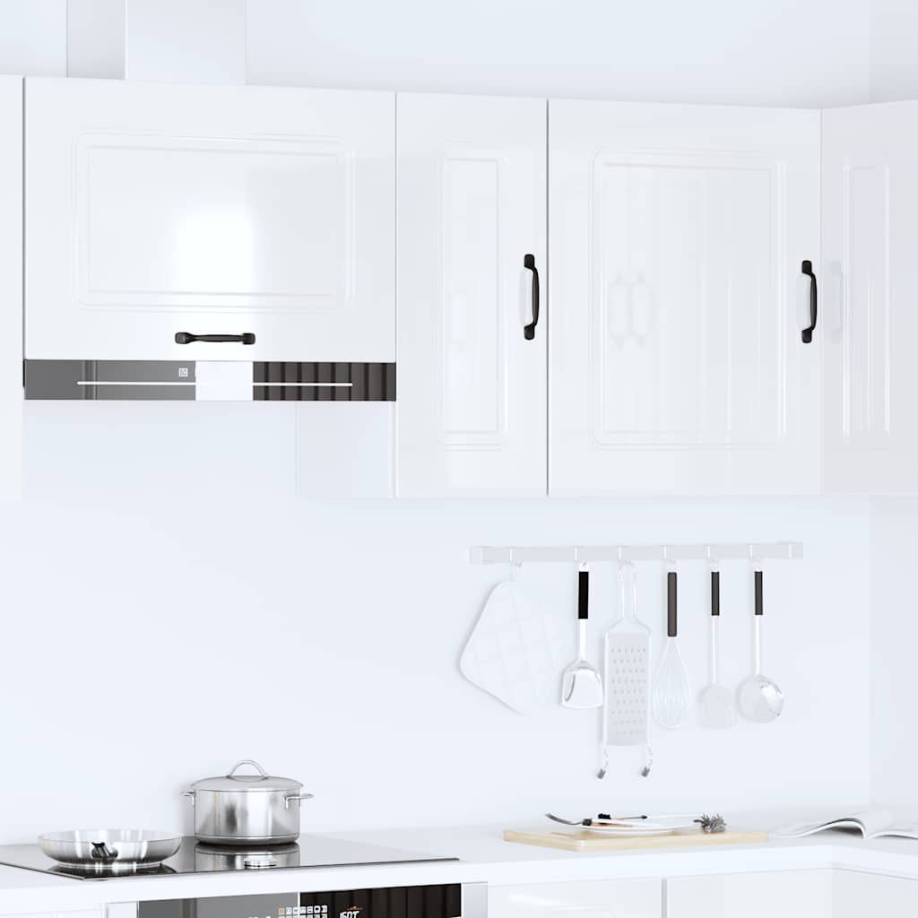 vidaXL Kitchen Wall Cabinet "Kalmar" High Gloss White Engineered Wood