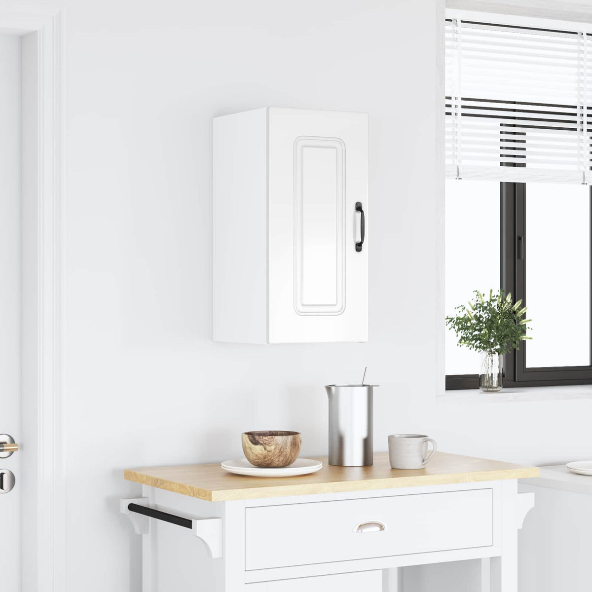 vidaXL Kitchen Wall Cabinet "Kalmar" High Gloss White Engineered Wood
