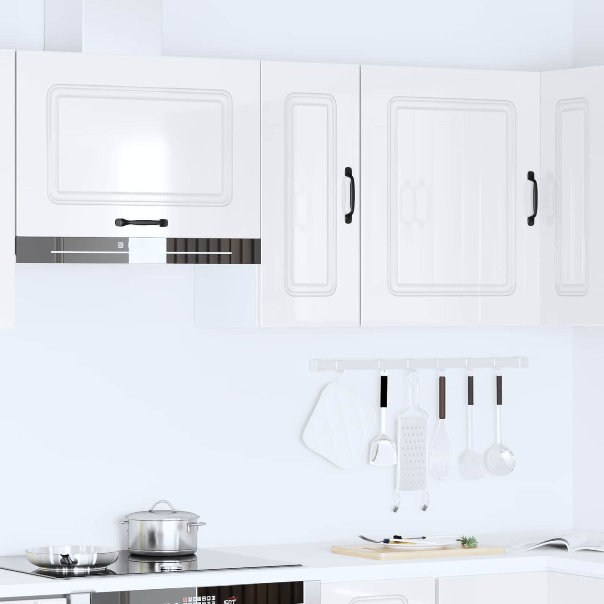 vidaXL Kitchen Wall Cabinet "Kalmar" High Gloss White Engineered Wood