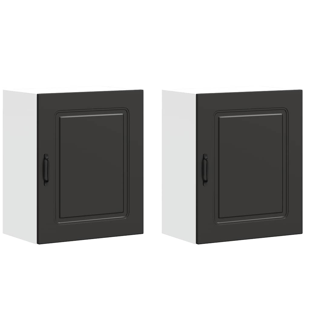 vidaXL Kitchen Wall Cabinets 2 pcs Kalmar Black Engineered Wood