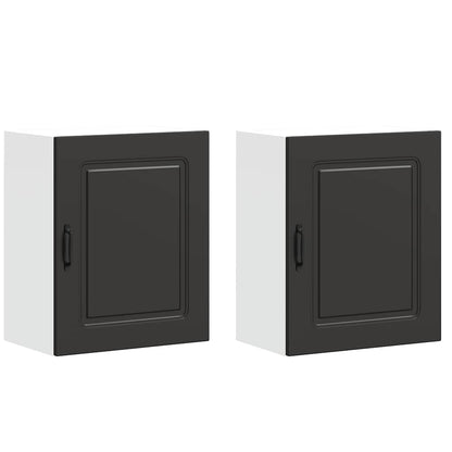 vidaXL Kitchen Wall Cabinets 2 pcs Kalmar Black Engineered Wood