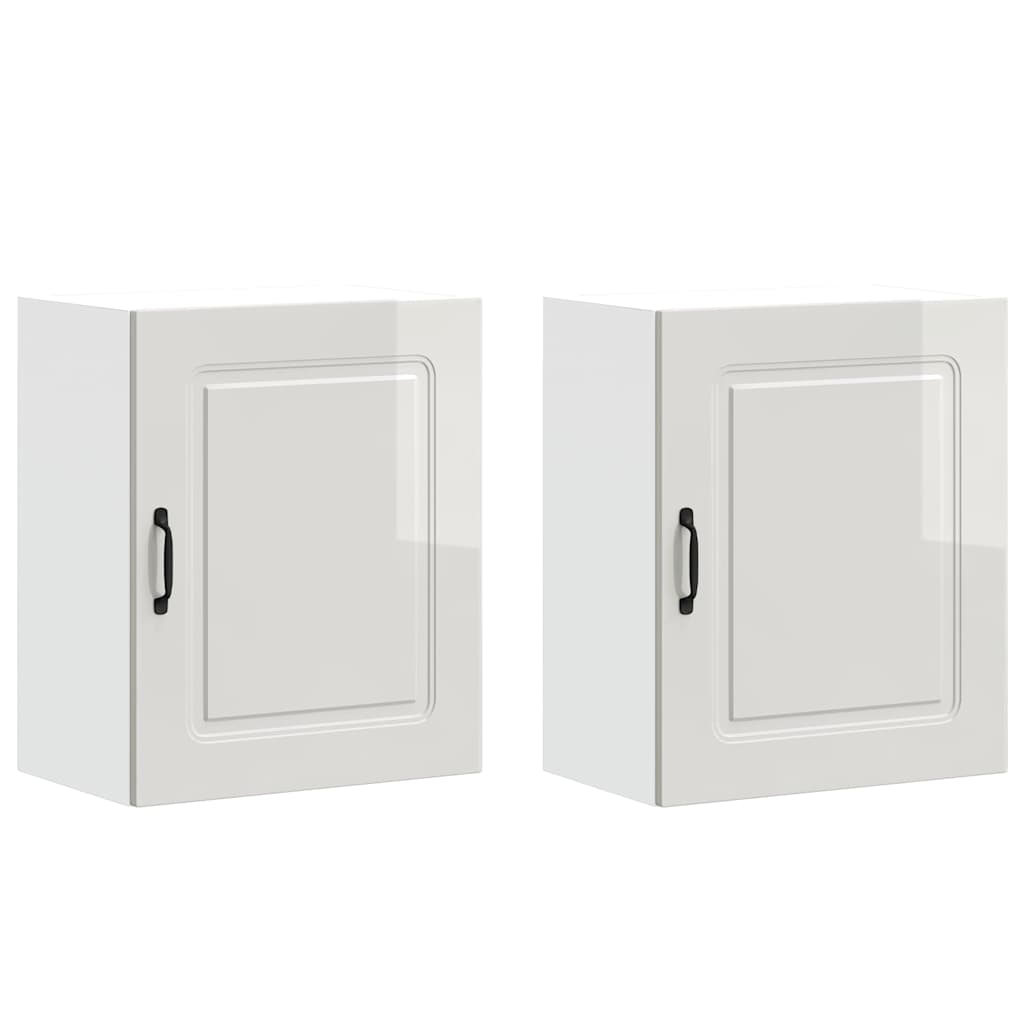 vidaXL Kitchen Wall Cabinets 2 pcs Kalmar High Gloss White Engineered Wood