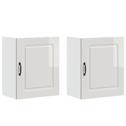vidaXL Kitchen Wall Cabinets 2 pcs Kalmar High Gloss White Engineered Wood