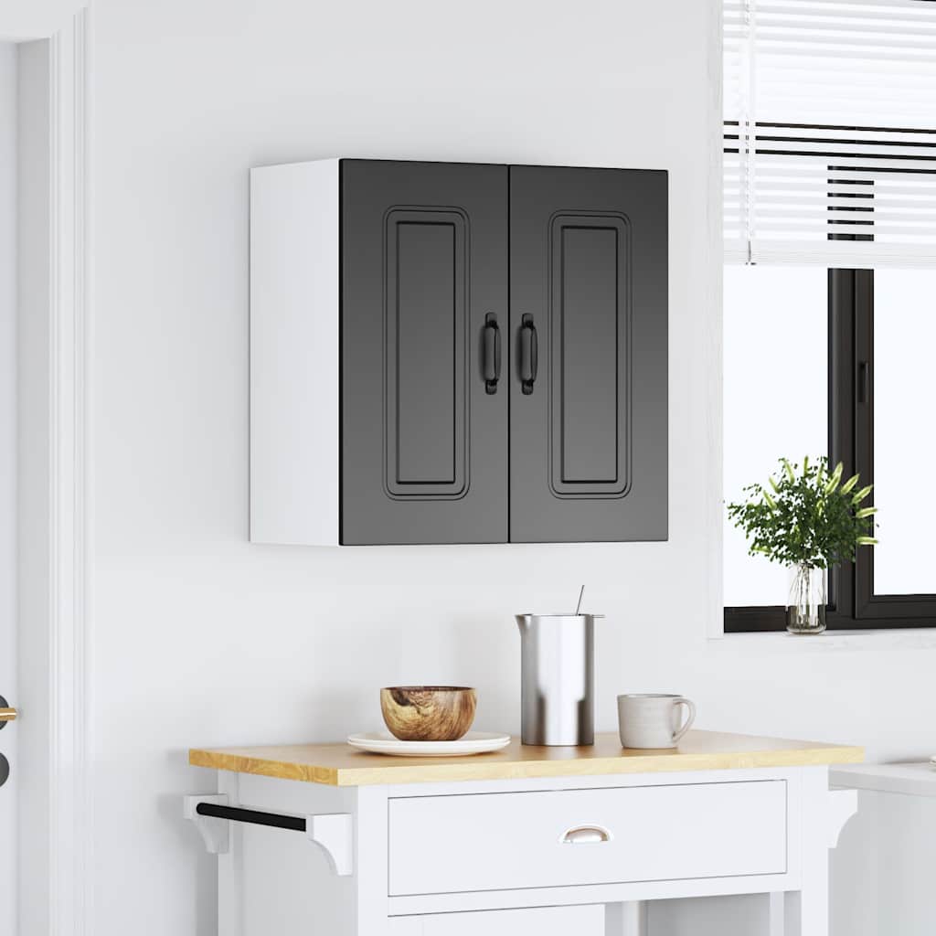 vidaXL Kitchen Wall Cabinet "Kalmar" Black Engineered Wood