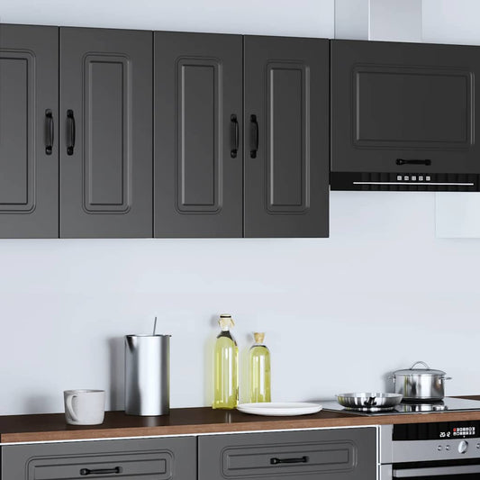vidaXL Kitchen Wall Cabinet "Kalmar" Black Engineered Wood