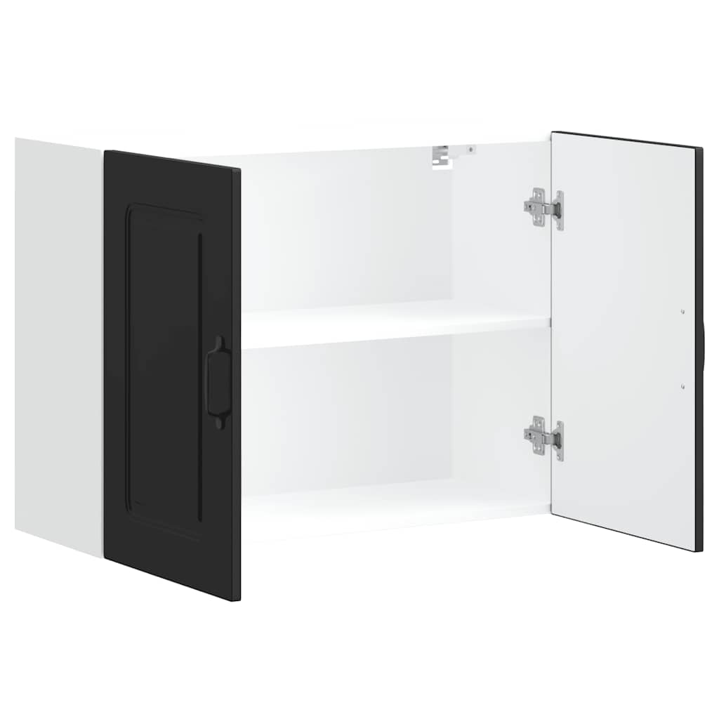 vidaXL Kitchen Wall Cabinet "Kalmar" Black Engineered Wood