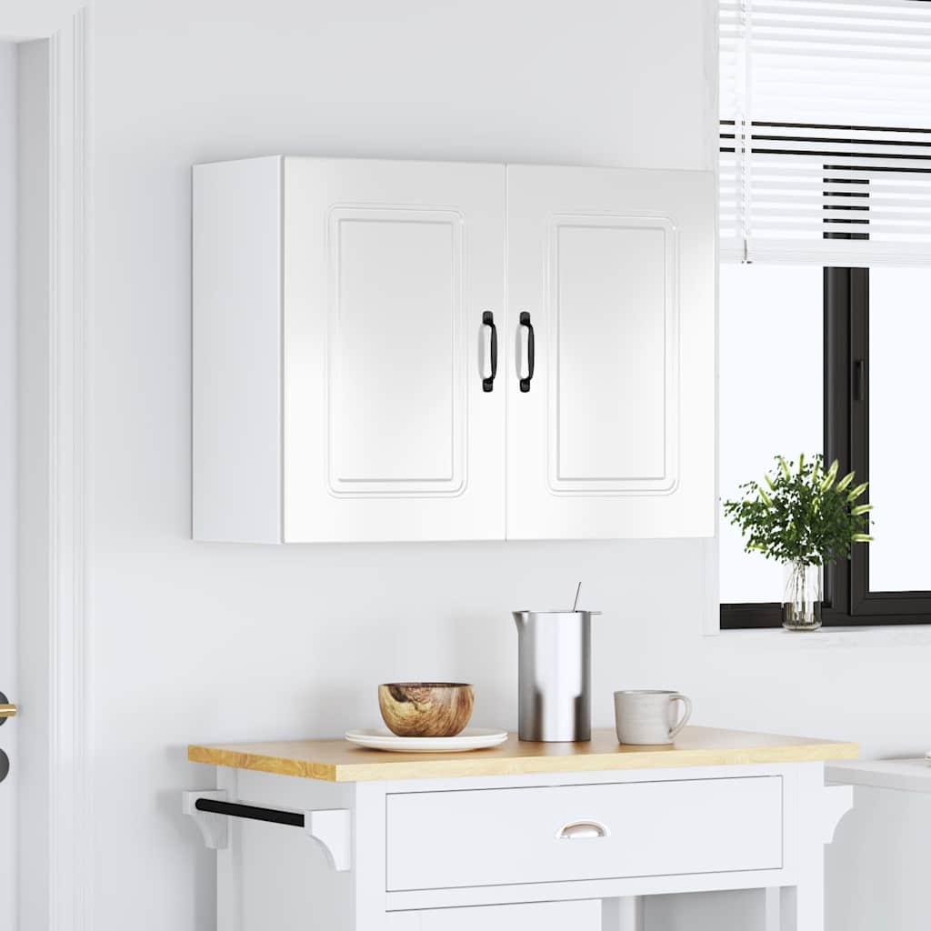 vidaXL Kitchen Wall Cabinet "Kalmar" High Gloss White Engineered Wood