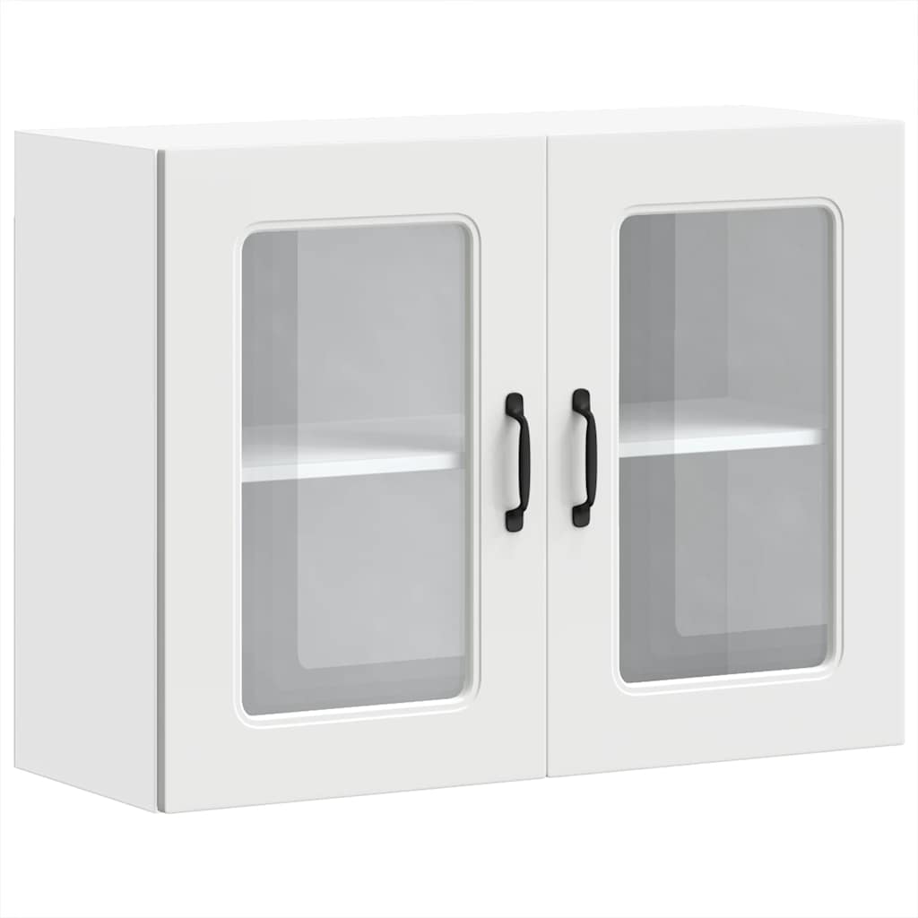 vidaXL Kitchen Wall Cabinet with Glass Door "Kalmar" White Engineered Wood