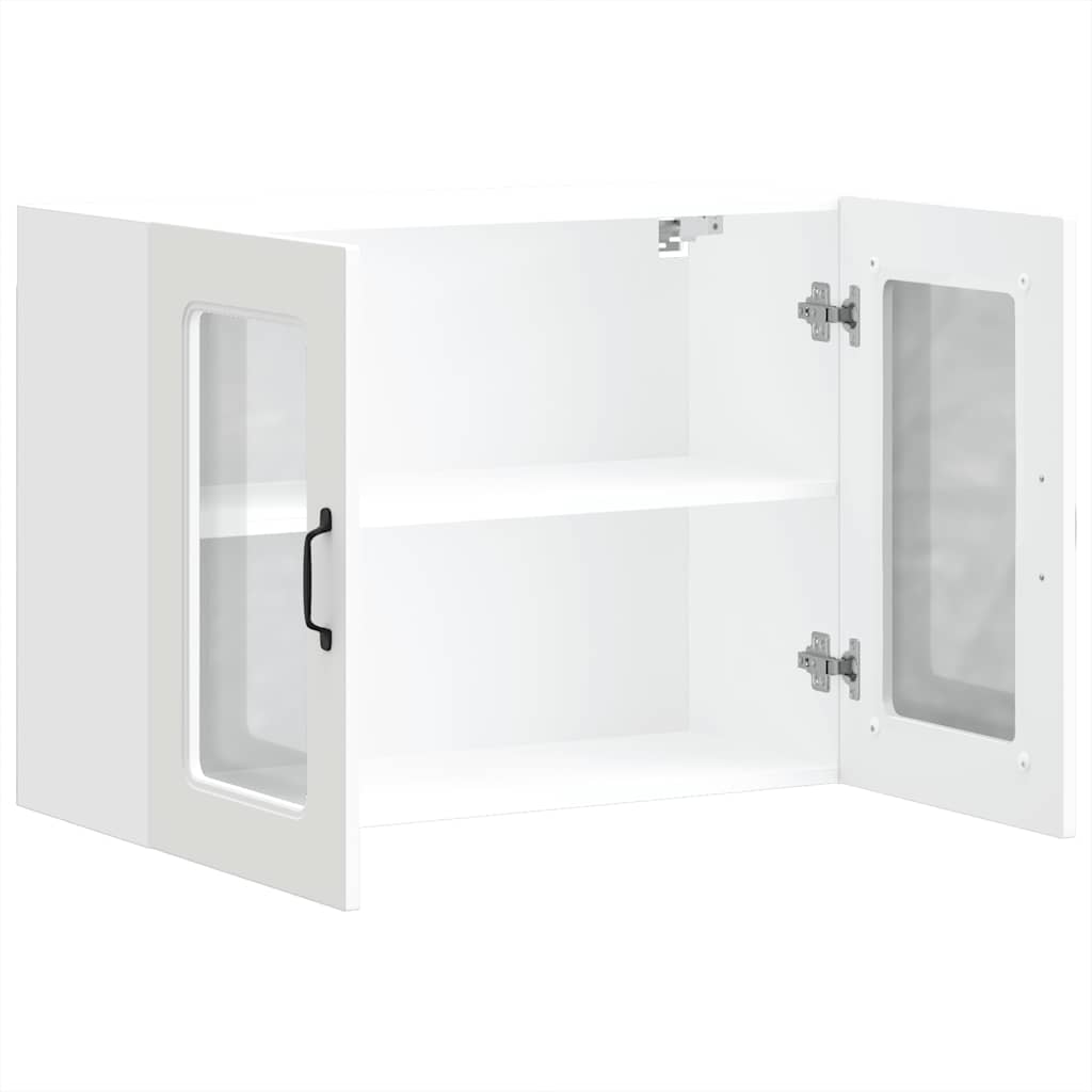 vidaXL Kitchen Wall Cabinet with Glass Door "Kalmar" White Engineered Wood