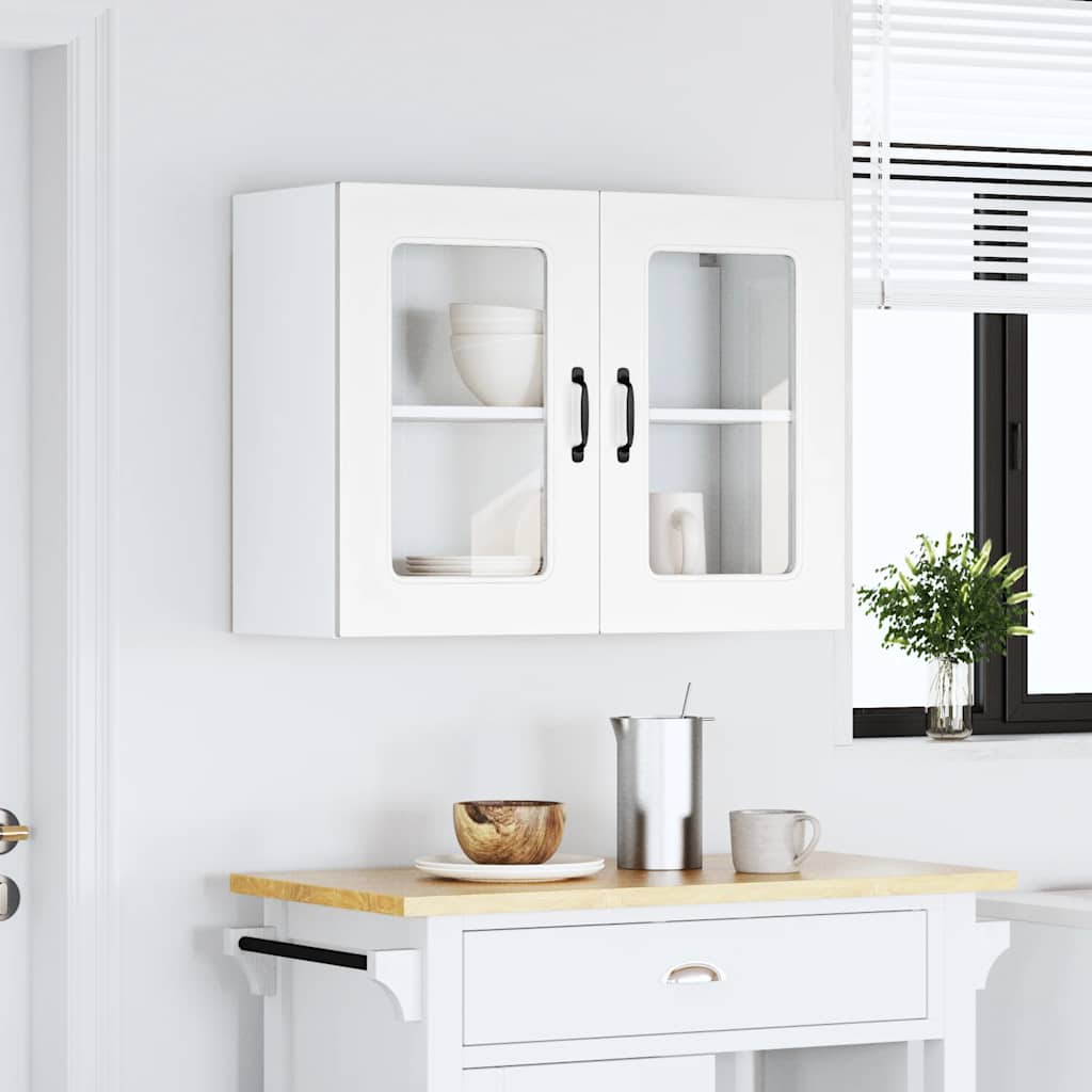 vidaXL Kitchen Wall Cabinet with Glass Door "Kalmar" White Engineered Wood