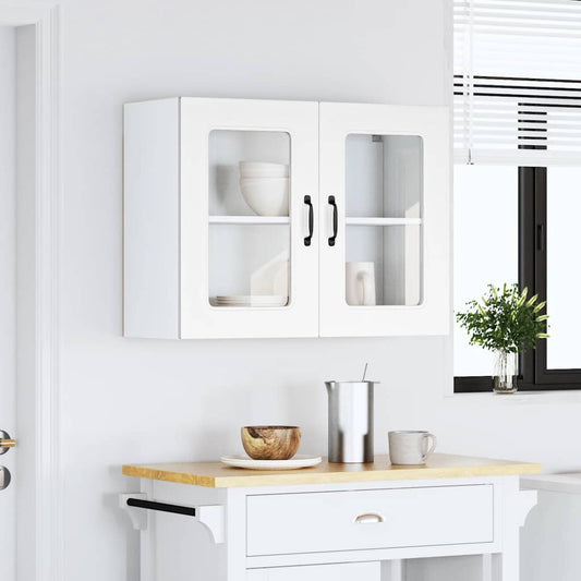 vidaXL Kitchen Wall Cabinet with Glass Door "Kalmar" White Engineered Wood