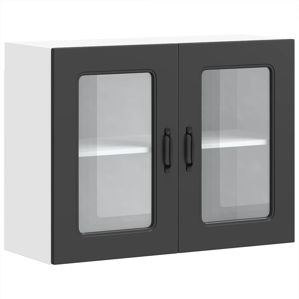 vidaXL Kitchen Wall Cabinet with Glass Door Kalmar Black Engineered Wood