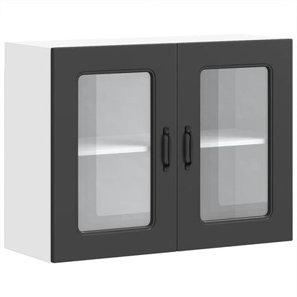 vidaXL Kitchen Wall Cabinet with Glass Door Kalmar Black Engineered Wood