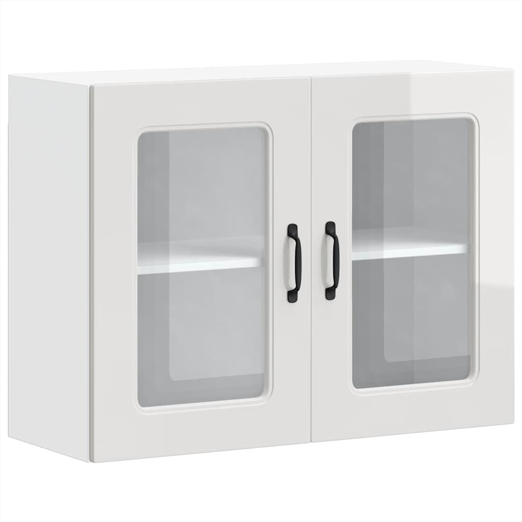 vidaXL Kitchen Wall Cabinet with Glass Door Kalmar High Gloss White Engineered Wood