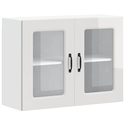 vidaXL Kitchen Wall Cabinet with Glass Door Kalmar High Gloss White Engineered Wood