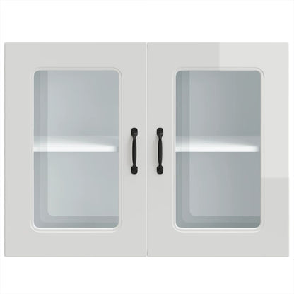 vidaXL Kitchen Wall Cabinet with Glass Door Kalmar High Gloss White Engineered Wood
