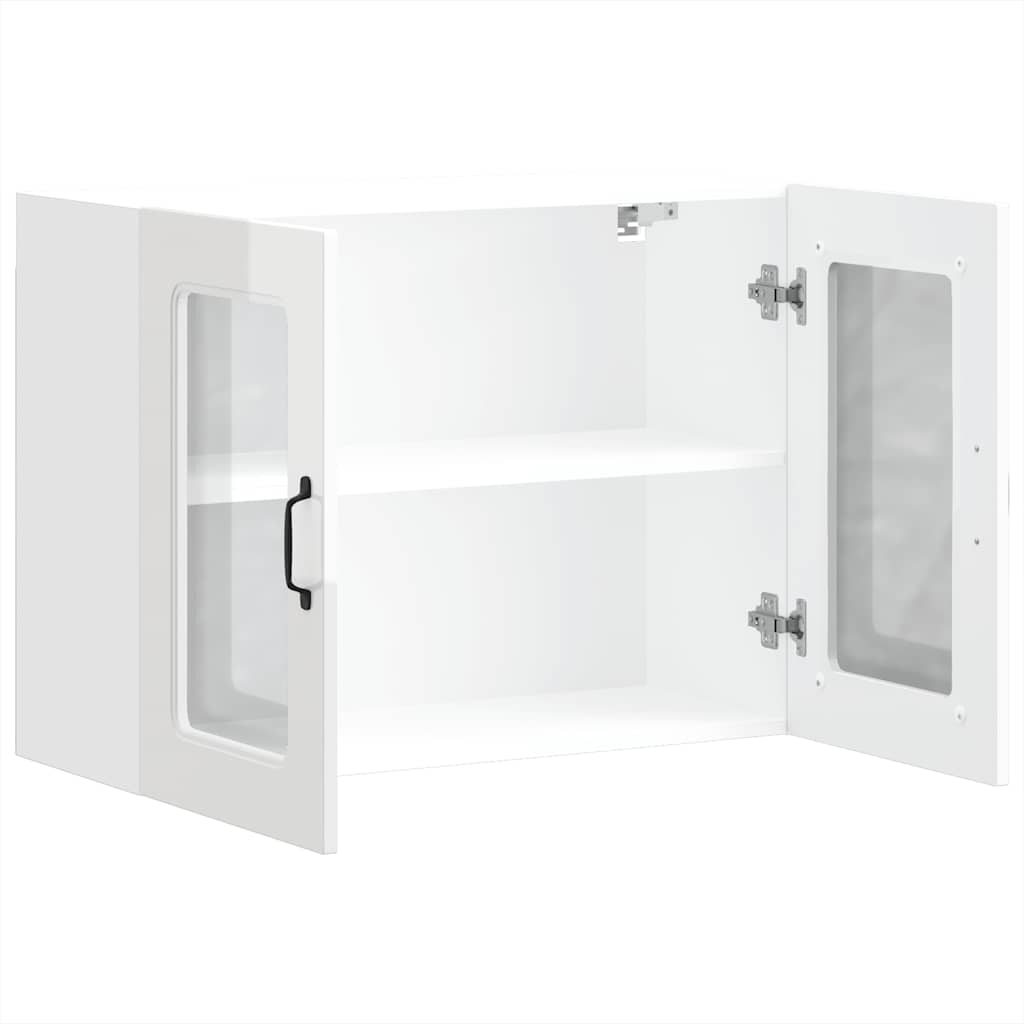 vidaXL Kitchen Wall Cabinet with Glass Door Kalmar High Gloss White Engineered Wood