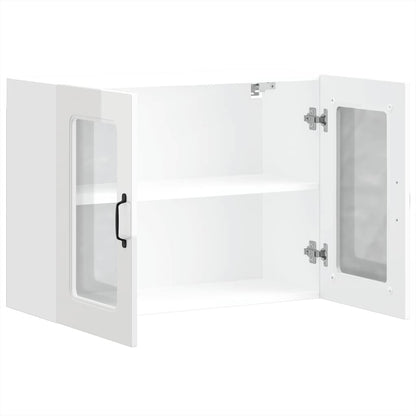 vidaXL Kitchen Wall Cabinet with Glass Door Kalmar High Gloss White Engineered Wood