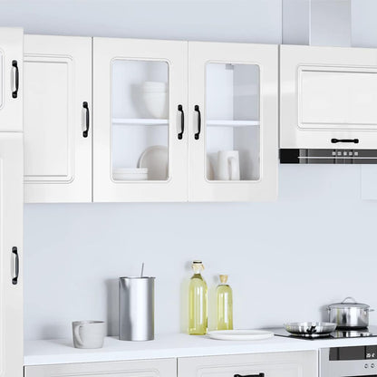 vidaXL Kitchen Wall Cabinet with Glass Door "Kalmar" High Gloss White