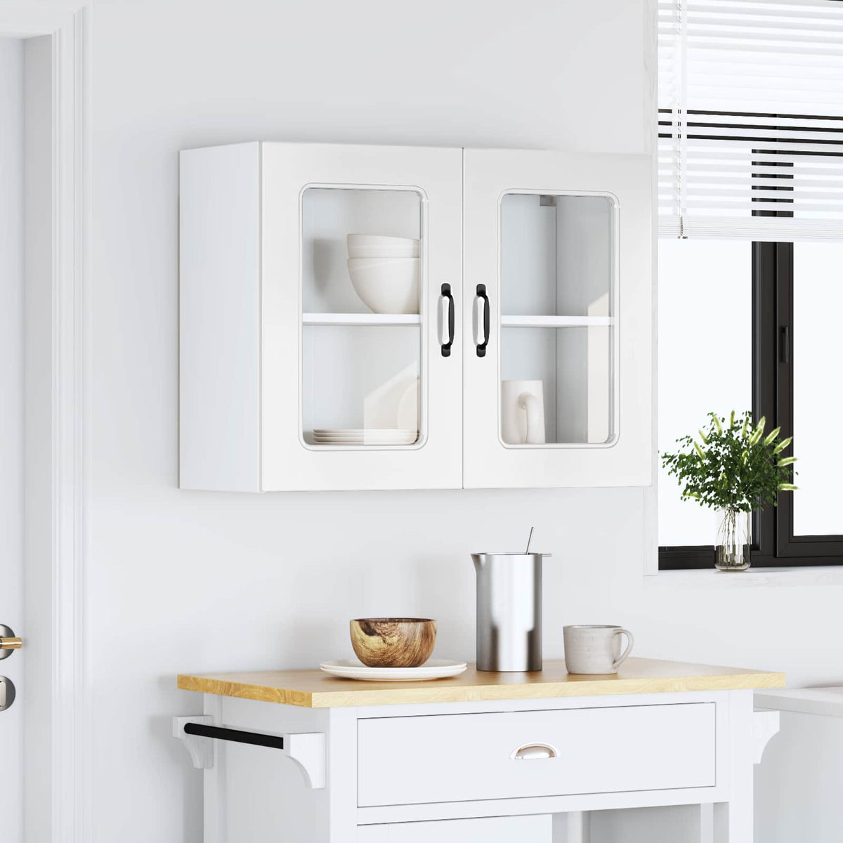 vidaXL Kitchen Wall Cabinet with Glass Door "Kalmar" High Gloss White
