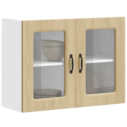 vidaXL Kitchen Wall Cabinet with Glass Door "Kalmar" Sonoma Oak Engineered Wood