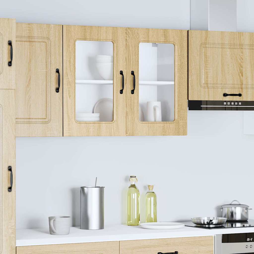 vidaXL Kitchen Wall Cabinet with Glass Door "Kalmar" Sonoma Oak