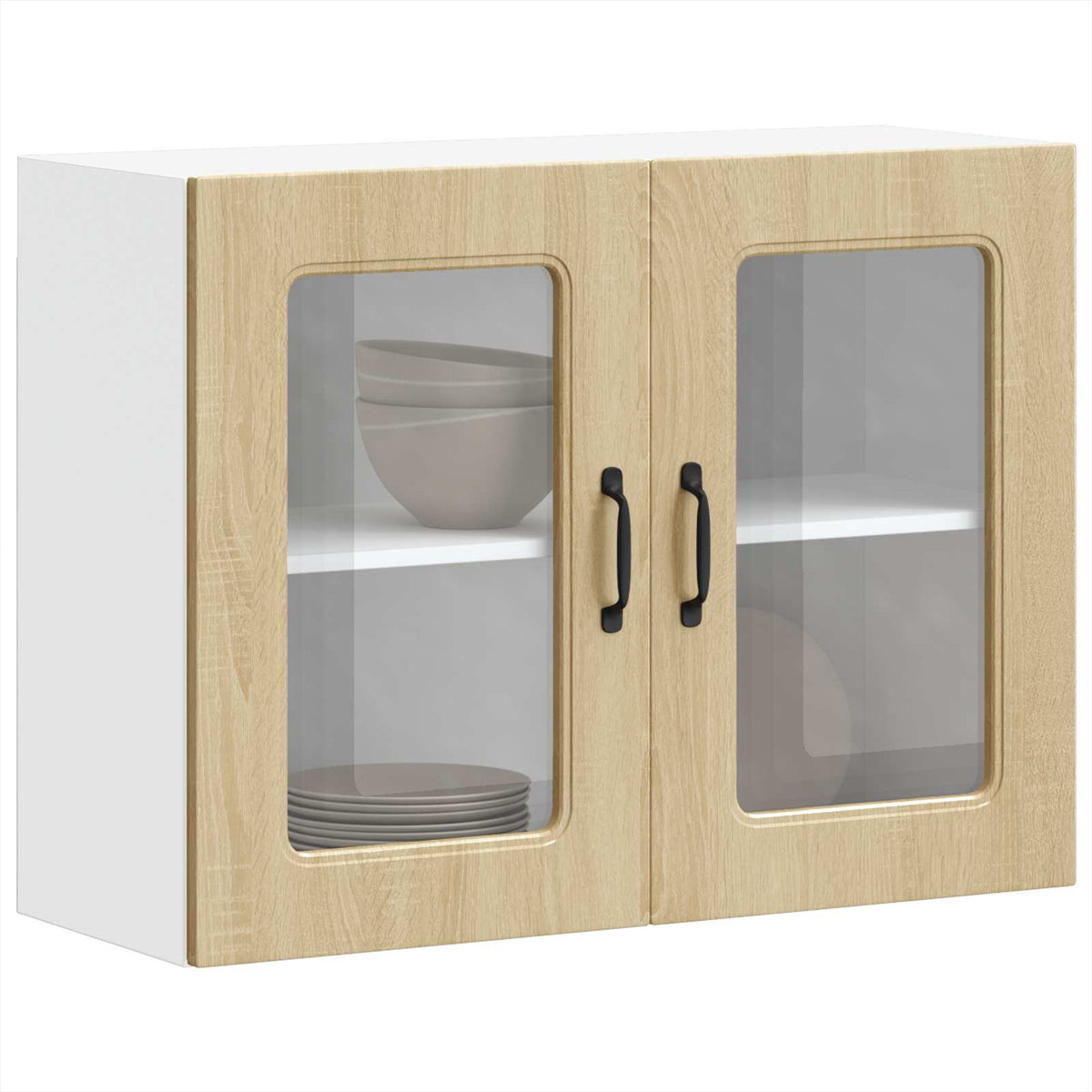 vidaXL Kitchen Wall Cabinet with Glass Door "Kalmar" Sonoma Oak
