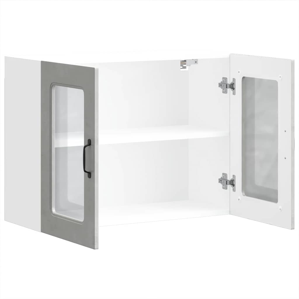 vidaXL Kitchen Wall Cabinet with Glass Door Kalmar Concrete Grey Engineered Wood