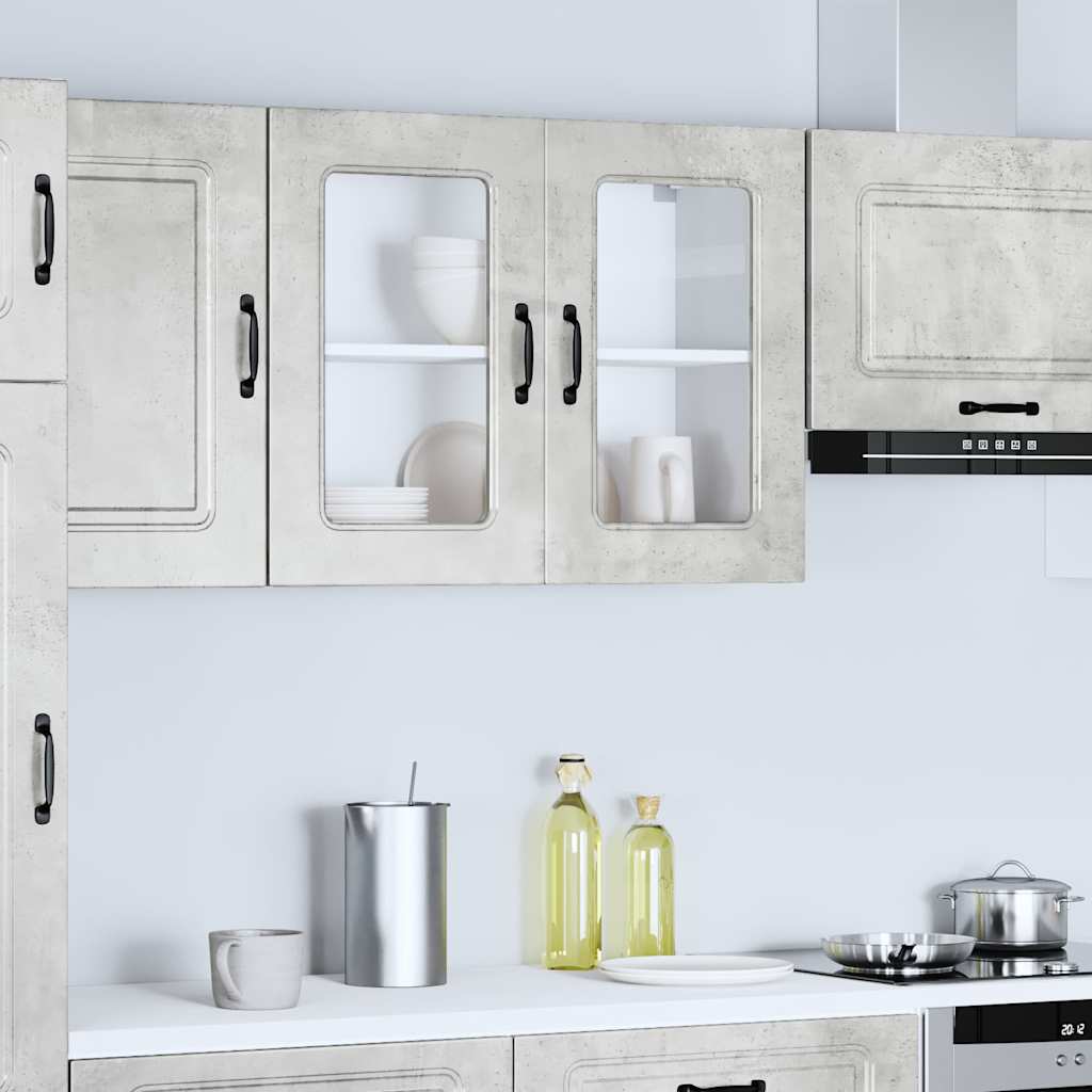 vidaXL Kitchen Wall Cabinet with Glass Door "Kalmar" Concrete Grey