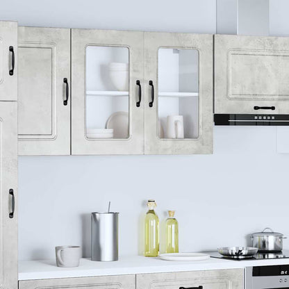 vidaXL Kitchen Wall Cabinet with Glass Door "Kalmar" Concrete Grey