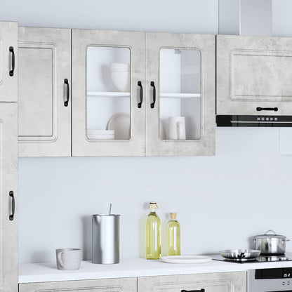 vidaXL Kitchen Wall Cabinet with Glass Door "Kalmar" Concrete Grey