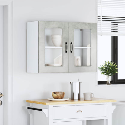 vidaXL Kitchen Wall Cabinet with Glass Door "Kalmar" Concrete Grey