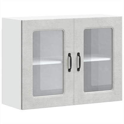 vidaXL Kitchen Wall Cabinet with Glass Door "Kalmar" Concrete Grey