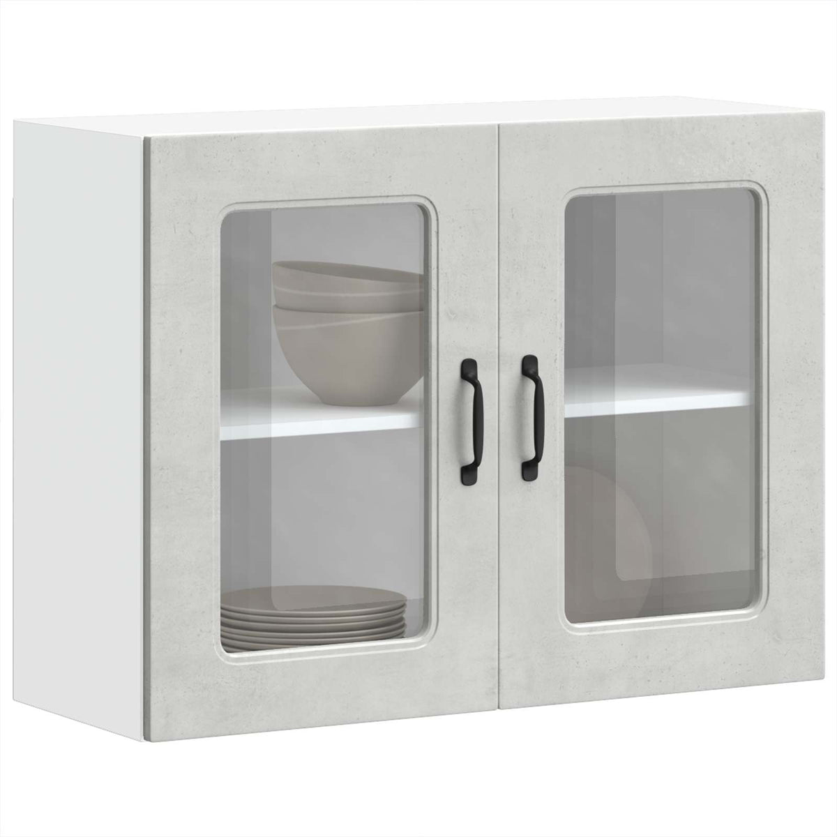 vidaXL Kitchen Wall Cabinet with Glass Door "Kalmar" Concrete Grey
