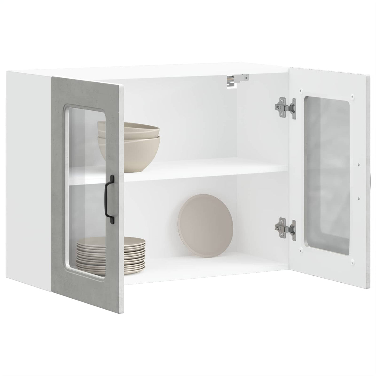 vidaXL Kitchen Wall Cabinet with Glass Door "Kalmar" Concrete Grey