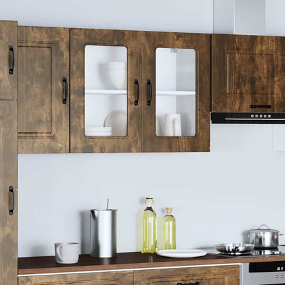 vidaXL Kitchen Wall Cabinet with Glass Door "Kalmar" Smoked Oak Engineered Wood