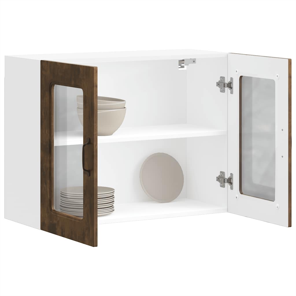 vidaXL Kitchen Wall Cabinet with Glass Door "Kalmar" Smoked Oak Engineered Wood
