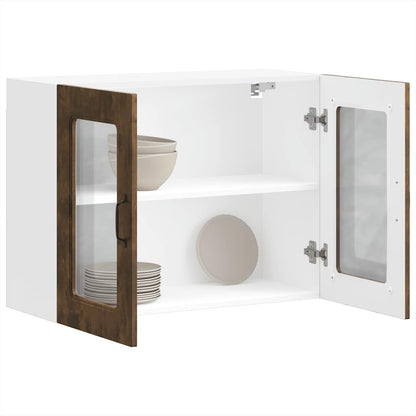 vidaXL Kitchen Wall Cabinet with Glass Door "Kalmar" Smoked Oak Engineered Wood