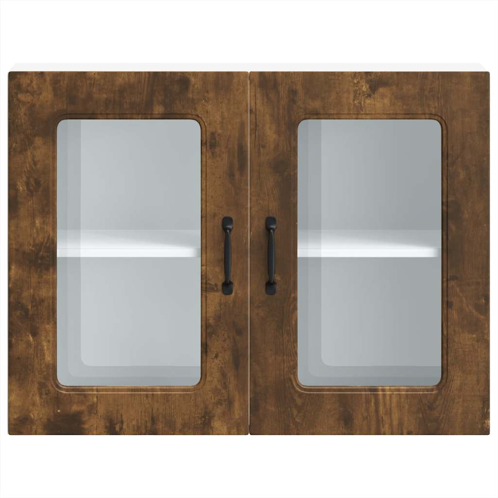 vidaXL Kitchen Wall Cabinet with Glass Door "Kalmar" Smoked Oak Engineered Wood