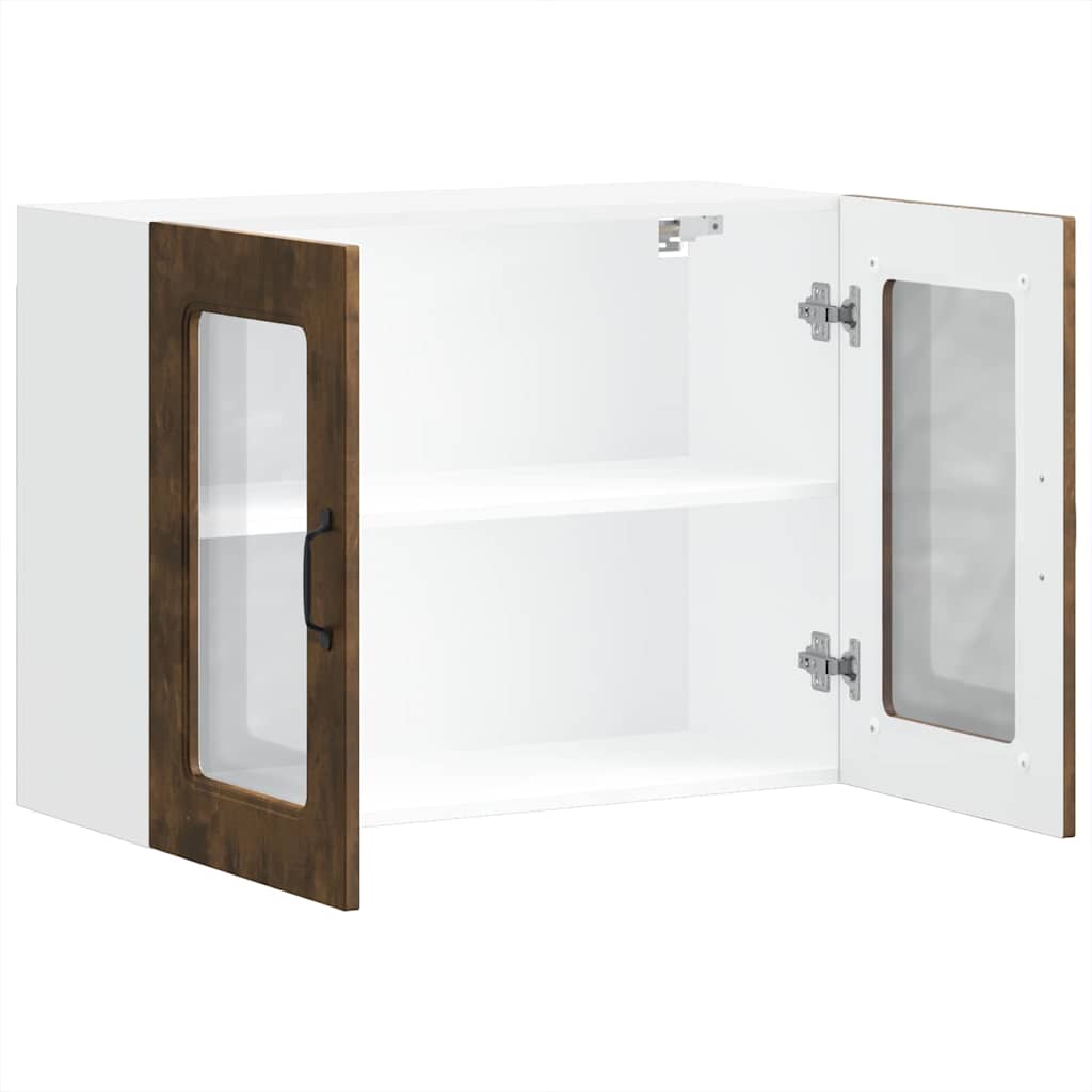 vidaXL Kitchen Wall Cabinet with Glass Door "Kalmar" Smoked Oak Engineered Wood