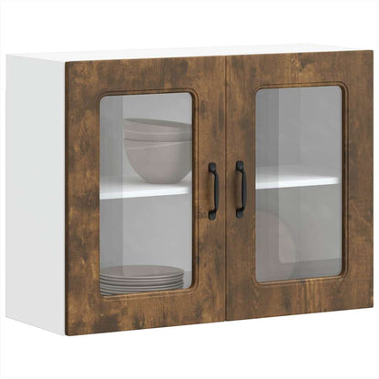 vidaXL Kitchen Wall Cabinet with Glass Door "Kalmar" Smoked Oak Engineered Wood